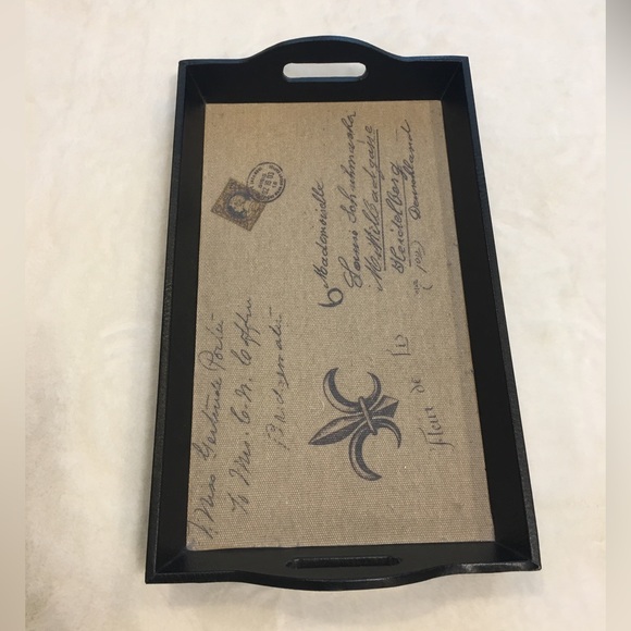 PARIS / FLEUR DE LES THEMED RECTANGULAR WOOD & FABRIC TRAY - Picture 1 of 7